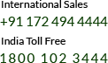 International Sale +91 172 494 4444, Toll Free India 18001023444